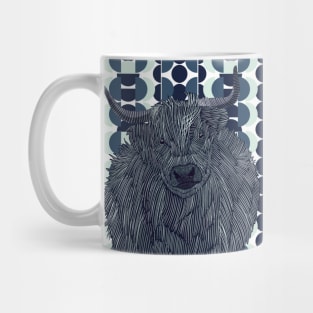 Fluffy Highland Cow - Blue Mug